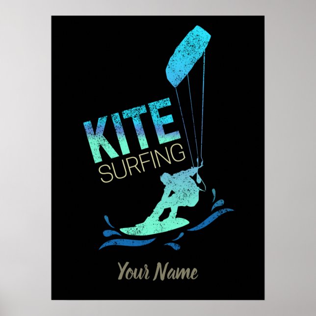 Poster Kitesurfing Vintage Kiteboarder Kite Surfing (Frente)