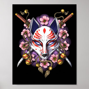 Poster Kitsune Japonês Fox Mask