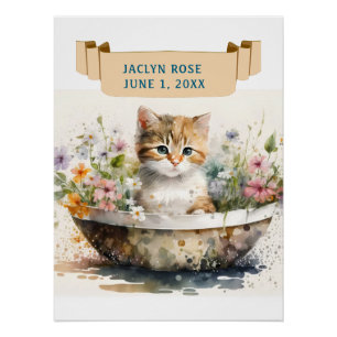 Póster KITTEN ADORÁVEL NO BOWL COM Aniversário de criança