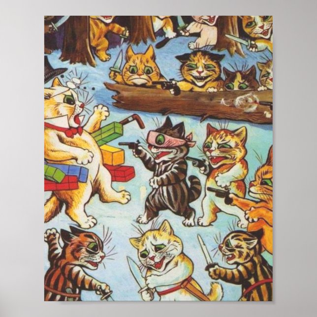 Poster Kitten Bandits De Louis Wain (Frente)