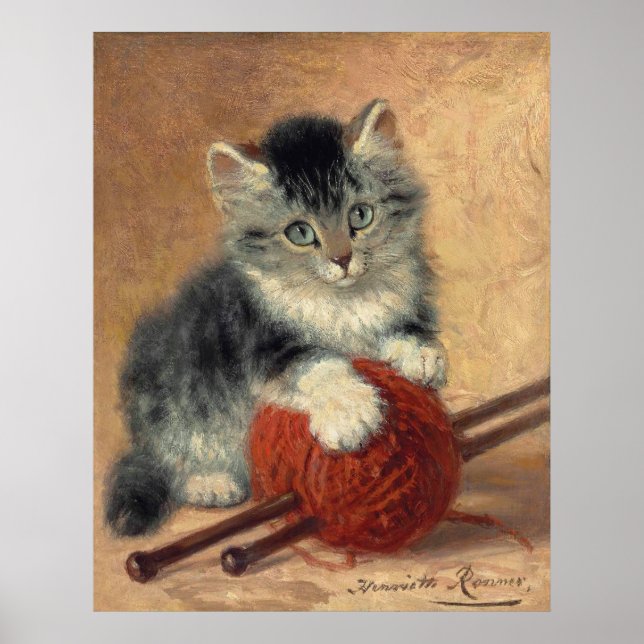 Poster Kitten com uma bola de lã CC1172 Ronner-Knip (Frente)