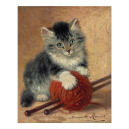 Póster Kitten com uma bola de lã CC1174 Ronner-Knip