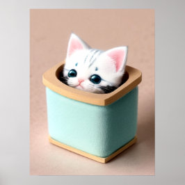 Poster Kitten Delight: Snuggle Bowl Moment Captured