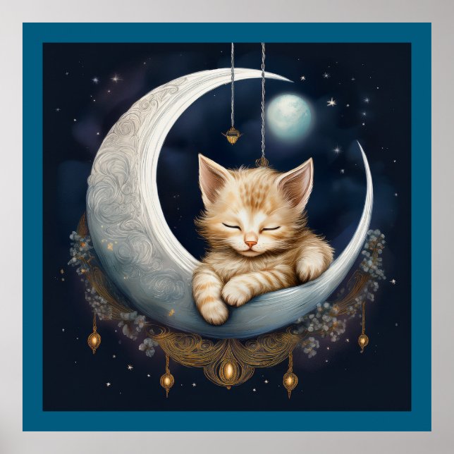 Poster Kitten Dormindo Em Crescent Moon Object (Frente)