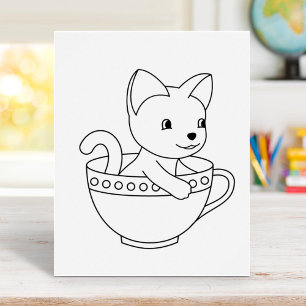 Poster Kitten em uma Copa - Gato em uma Página de Coloraç