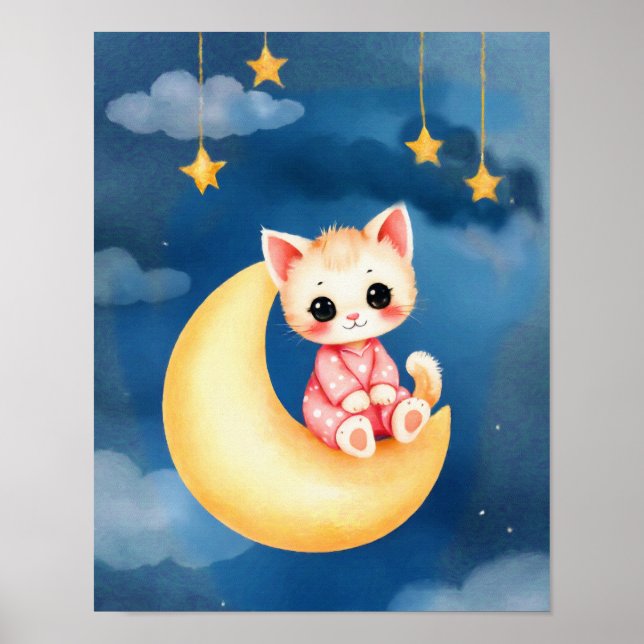 Poster Kitten Sitting on the Moon (Frente)