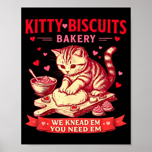Poster Kitty Biscuits Bakery We Knead Em You Need Em Vale (Frente)