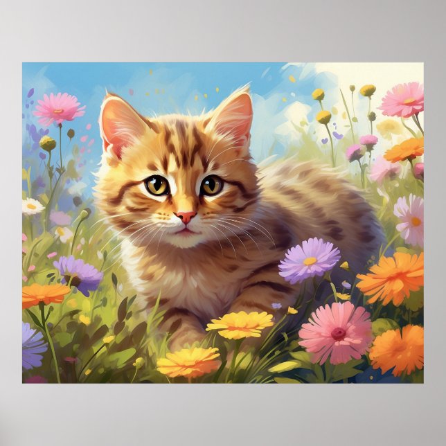 Poster *~*  Kitty Cat 5:4  Campo de Gatinhos Flores Selva (Frente)