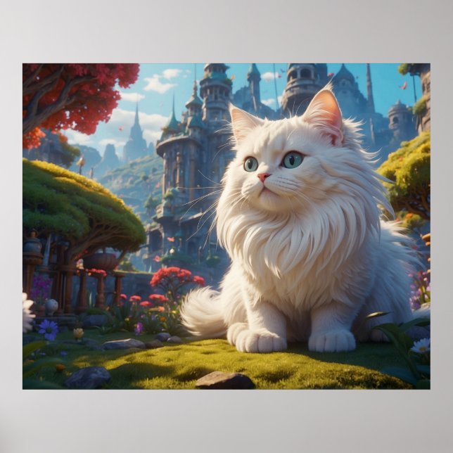 Poster *~* Kitty Cat 5:4 Kitten White Long Hair Fantasy (Frente)