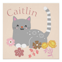 Póster Kitty Flowers