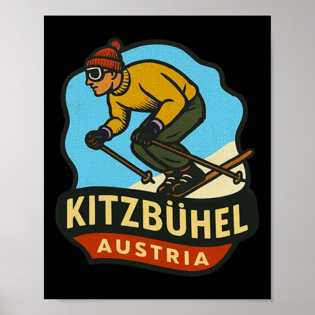 Poster Kitzbühel Áustria Esqui  (Frente)