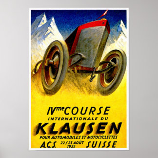 Poster Klausen Race ~ Vintage Automobile Anúncio