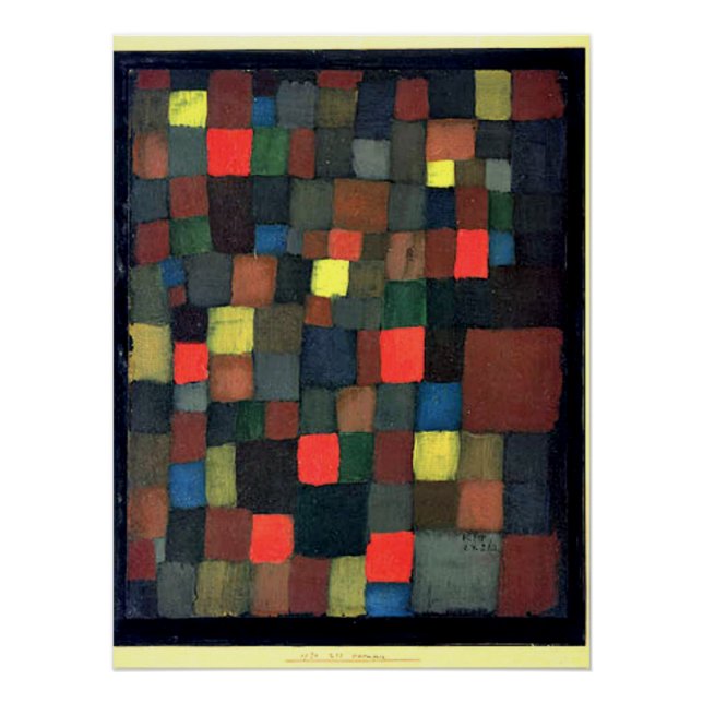 Póster Klee - Abstrato Cor Harmonia com Quadrados (Frente)