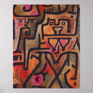 Póster Klee Abstrato Vermelho Expressionista Abstrato Nat