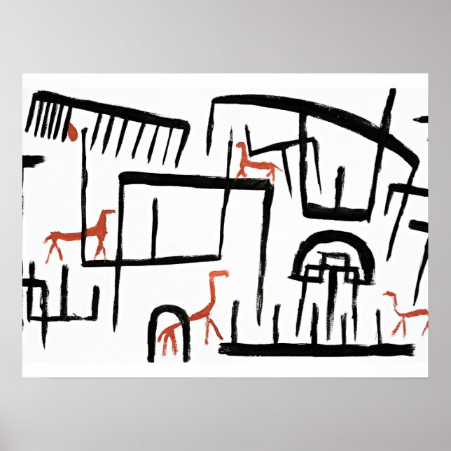 Poster Klee - Animais em um gabinete (Frente)