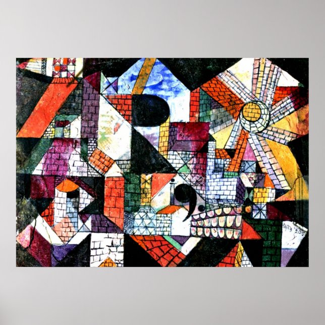 Póster Klee - Cidade de R; Paul Klee trabalho de arte (Frente)