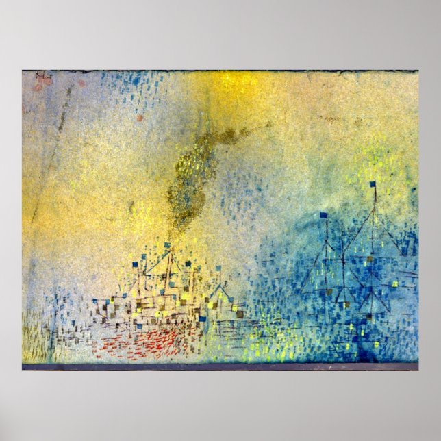 Poster Klee - Noite quente no porto, abstrato art (Frente)