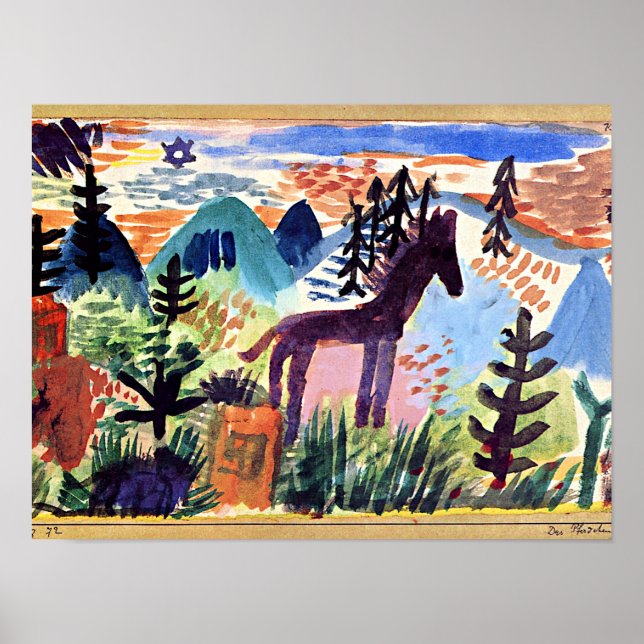 Poster Klee - O Cavalo, famosa pintura (Frente)