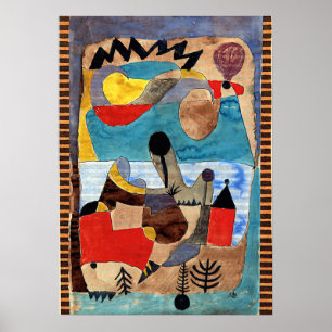 Póster Klee - Paisagem castanha com relâmpagos pretos