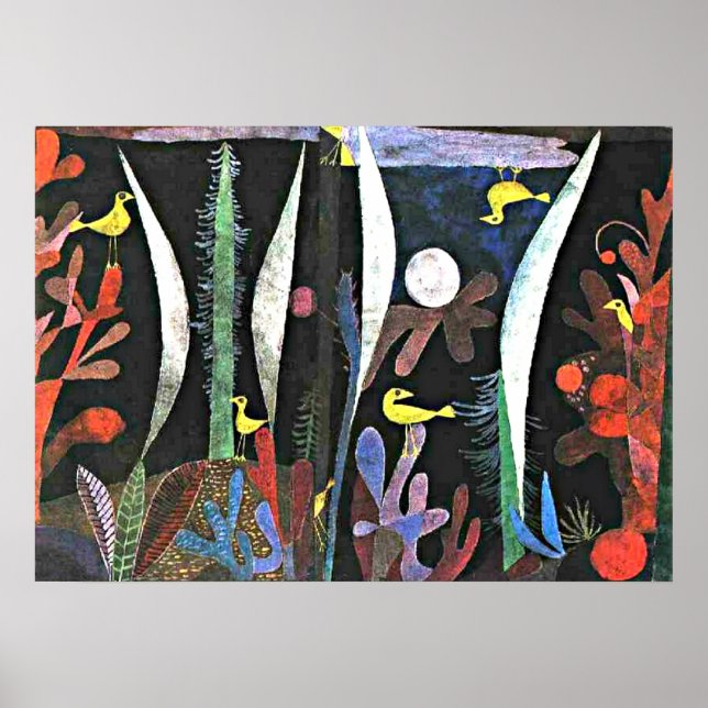 Poster Klee - Paisagem com Aves Amarelas (Frente)