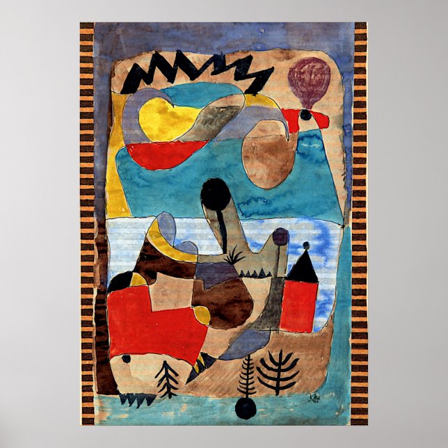 Póster Klee - Paisagem do Castelo com relâmpagos pretos (Frente)