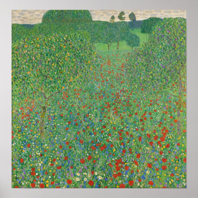 Poster Klimt - Campo de papoila (Frente)