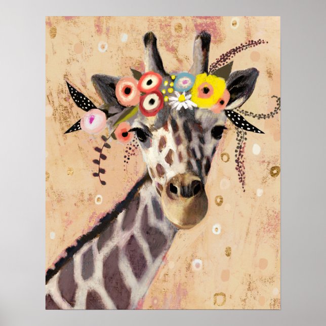 Poster Klimt Giraffe | Coroa De Flores (Frente)