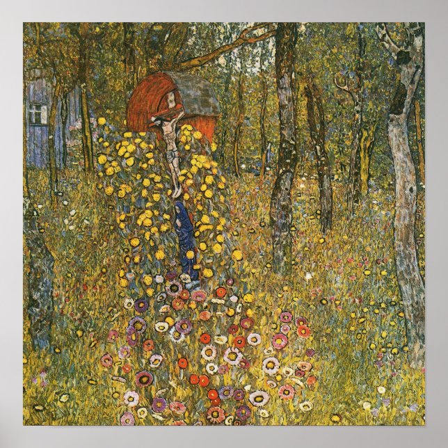 Poster Klimt - Jardim de Fazenda com Crucifixo 1912 (Frente)