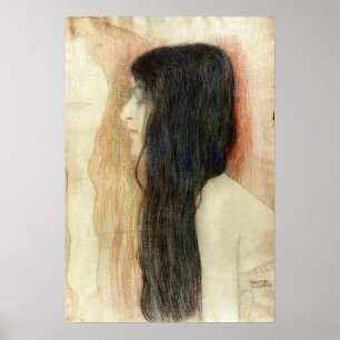 Poster Klimt - Rapariga com Cabelo Longo