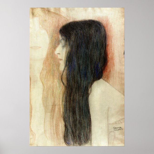 Poster Klimt - Rapariga com Cabelo Longo (Frente)