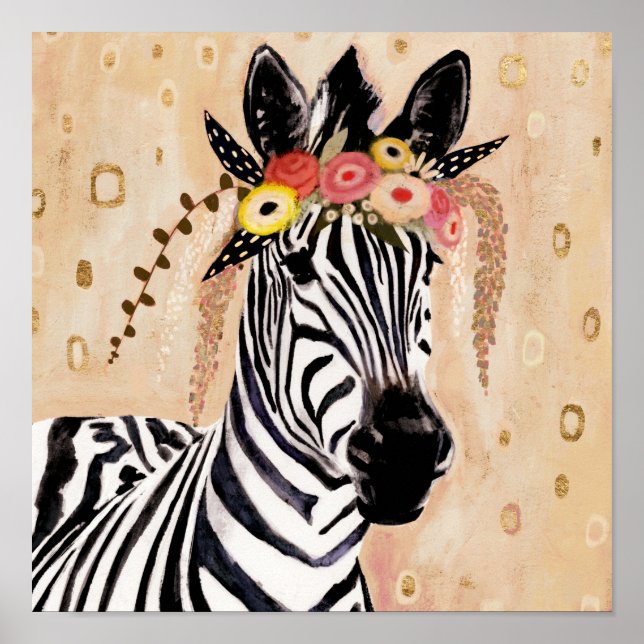 Poster Klimt Zebra | Coroa De Flores (Frente)