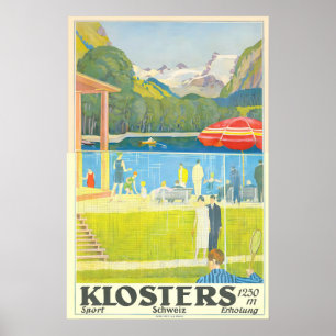 Poster Klosters Alpes Suíços Montanhas Suíça Vintage