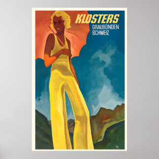 Poster Klosters Graubünden Suíça Viagem Antiga