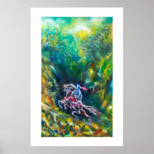 PÓSTER KNIGHT LANCELOT, HORSE ANDANDO NA FLORESTA VERDE