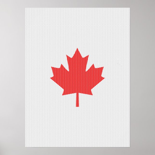 Póster Knit Style Maple Leaf Knitting Motif (Frente)