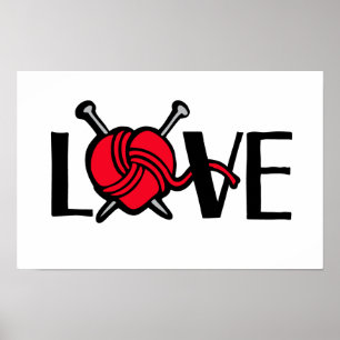 Póster Knitters do amor que fazem malha a arte gráfica