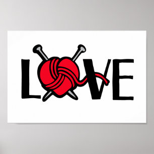Póster Knitters do amor que fazem malha a arte gráfica