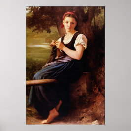 Póster Knitting Mulher por William-Adolphe Bouguereau