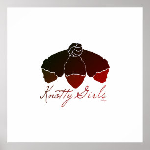 Poster Knotty Girls   3 Meninas Negras Cabelo Natural Cor