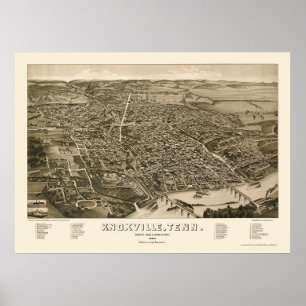 Póster Knoxville, mapa panorâmico do TN - 1886