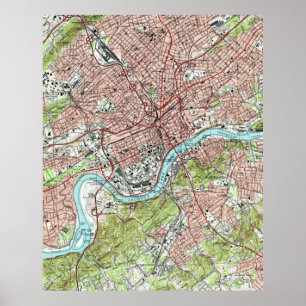 Póster Knoxville Tennessee Mapa (1978)