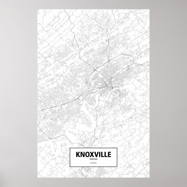 Póster Knoxville, Tennessee (preto em branco) (Frente)