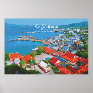 Poster Ko Sichang, Tailândia - Vista Vibrante do Porto