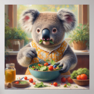 Poster Koala Comendo Salada