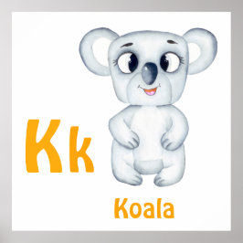 Poster Koala personalize ABC: Carta K - Adicione seu nome