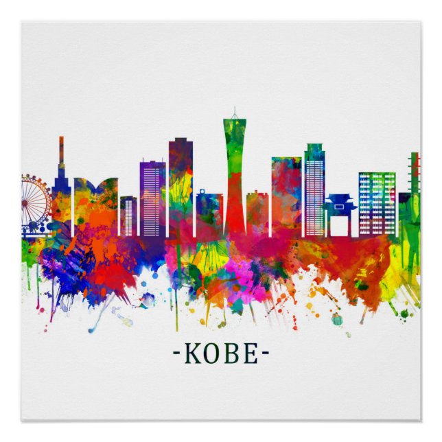 Póster Kobe Japan Skyline (Frente)