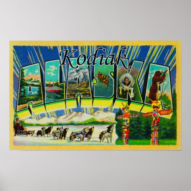 Póster Kodiak, AlaskaLarge - Letra ScenesKodiak, AK (Frente)