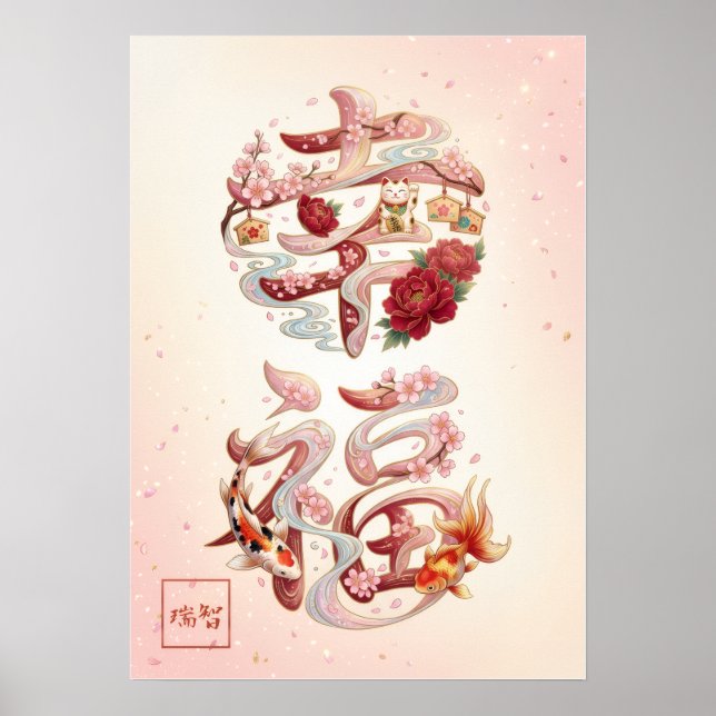Poster Kofuku: Calligraphy "Happiness"260020222 (Frente)