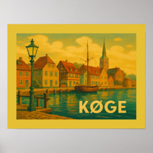 Poster Køge Dinamarca Cidade Velha