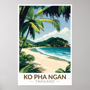 Poster Koh Pha Ngan Tailândia Viagem Arte Vintage